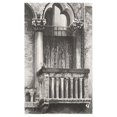Original Antique Architectural Print by John Ruskin, circa 1880, 'Venice'