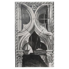 Original Antique Architectural Print by John Ruskin, circa 1880, Venice