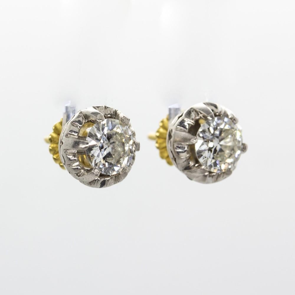 Original Antique Art Deco 18 Karat and Platinum Old Mine Cut Diamonds Earrings für Damen oder Herren