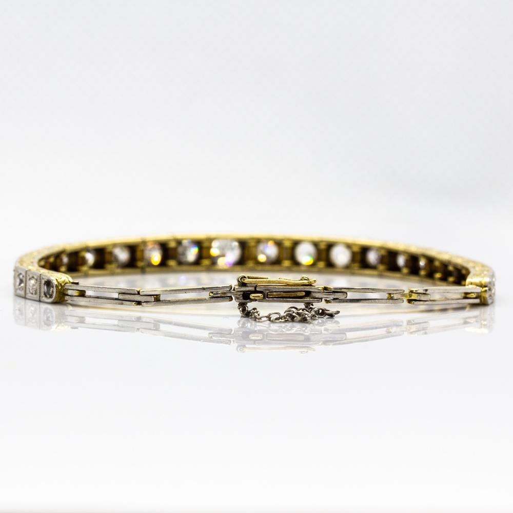 Original Antique Art Deco 18 Karat Gold and Platinum Bracelet In Excellent Condition For Sale In Miami, FL