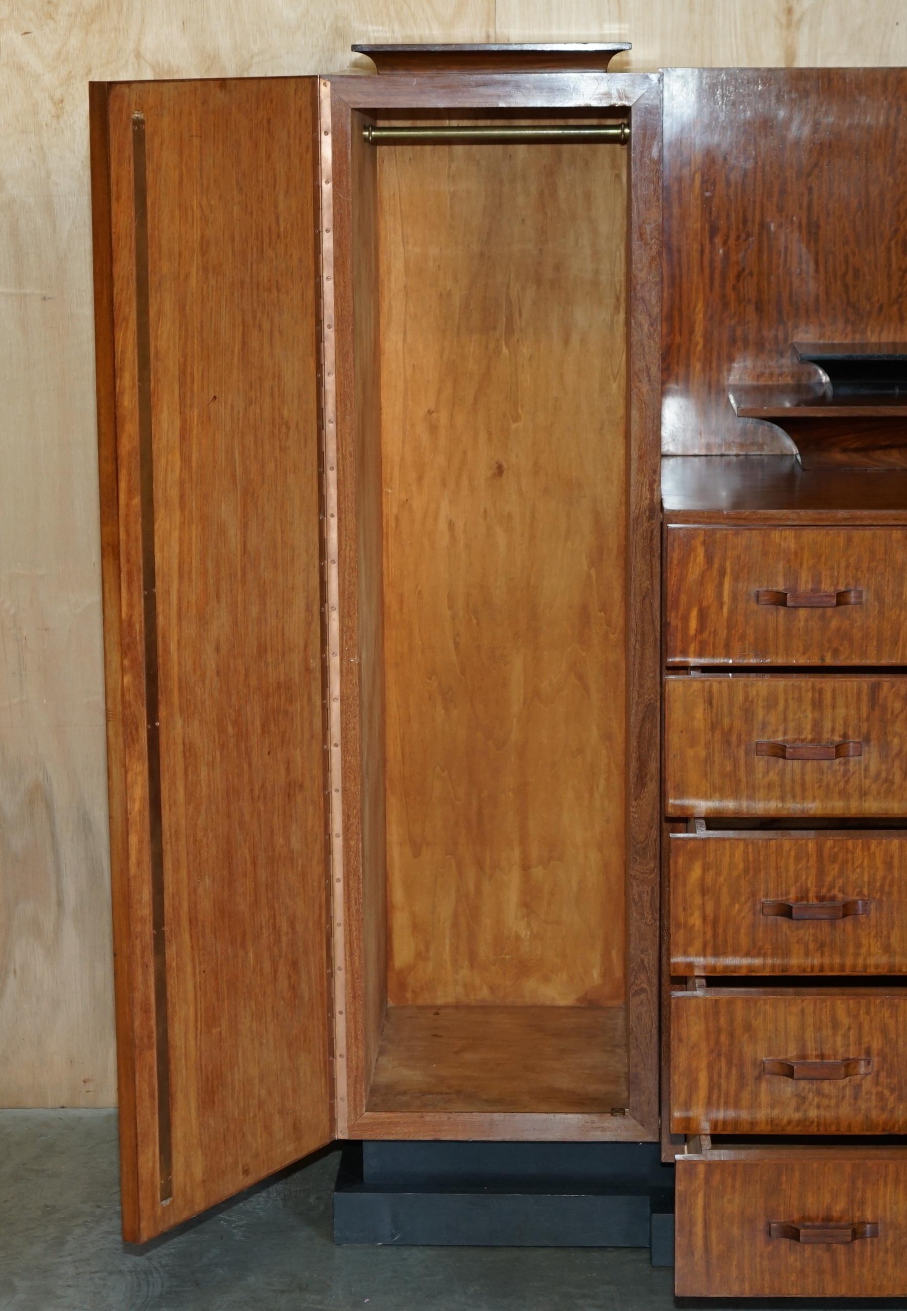 ORiGINAL ANTIQUE ART DECO CIR 1920'S DOUBLE WARDROBE CHEST OF DRAWERS COMPENDIUM For Sale 4