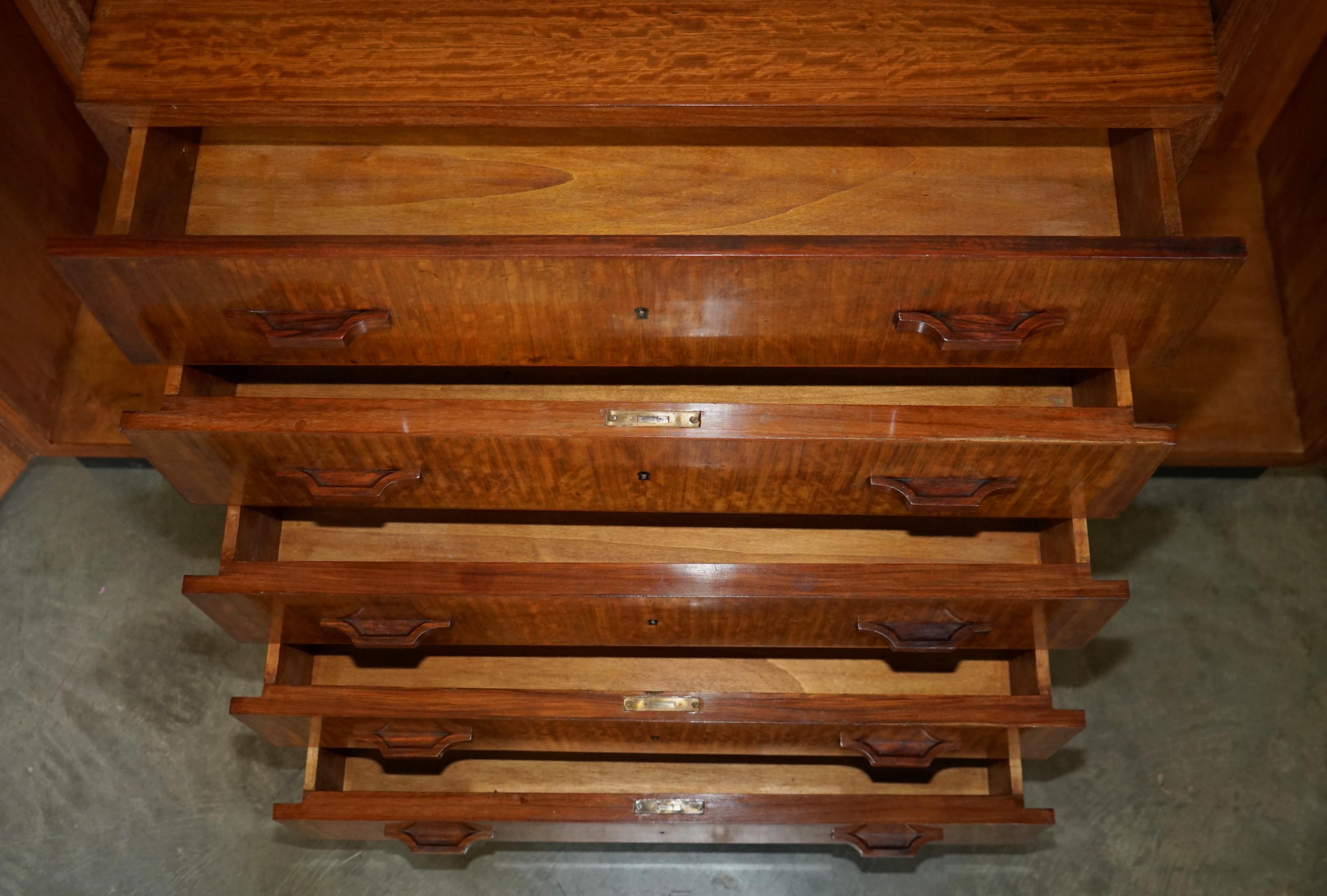 ORiGINAL ANTIQUE ART DECO CIR 1920'S DOUBLE WARDROBE CHEST OF DRAWERS COMPENDIUM For Sale 7