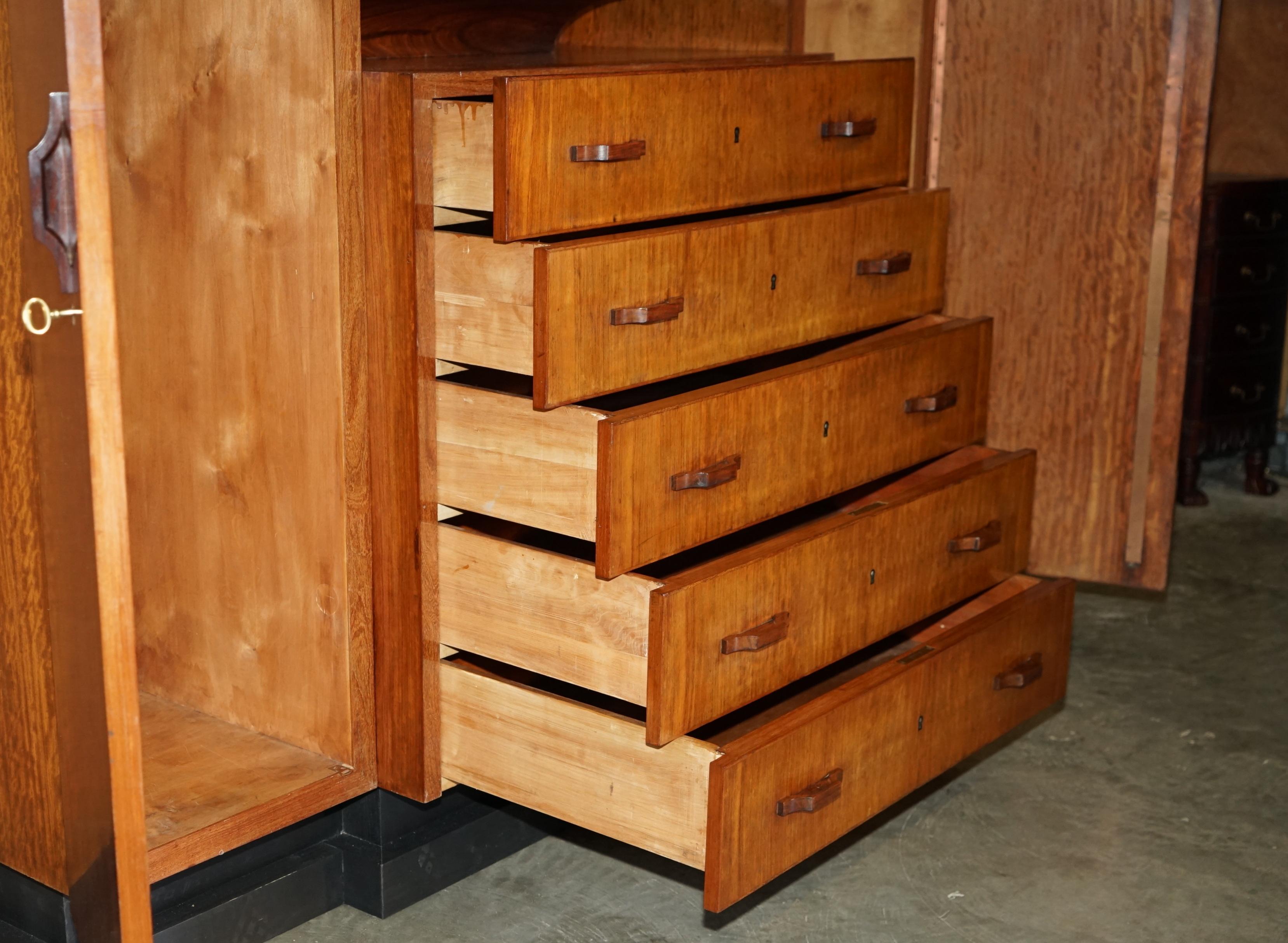 ORiGINAL ANTIQUE ART DECO CIR 1920'S DOUBLE WARDROBE CHEST OF DRAWERS COMPENDIUM For Sale 8