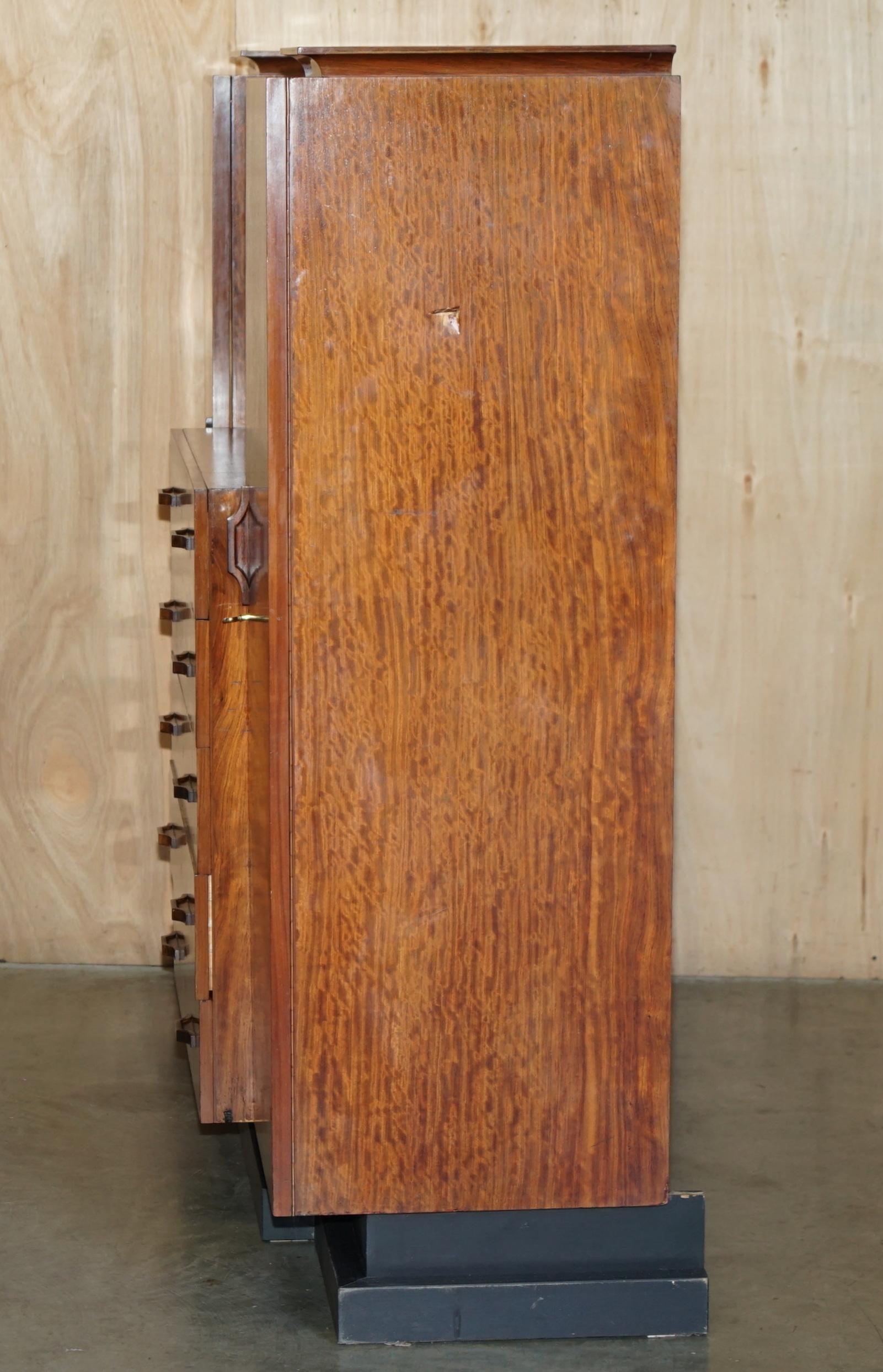 ORiGINAL ANTIQUE ART DECO CIR 1920'S DOUBLE WARDROBE CHEST OF DRAWERS COMPENDIUM For Sale 10
