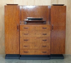 ORiGINAL ANTIQUE ART DECO CIR 1920'S DOUBLE WARDROBE CHEST OF DRAWERS COMPENDIUM