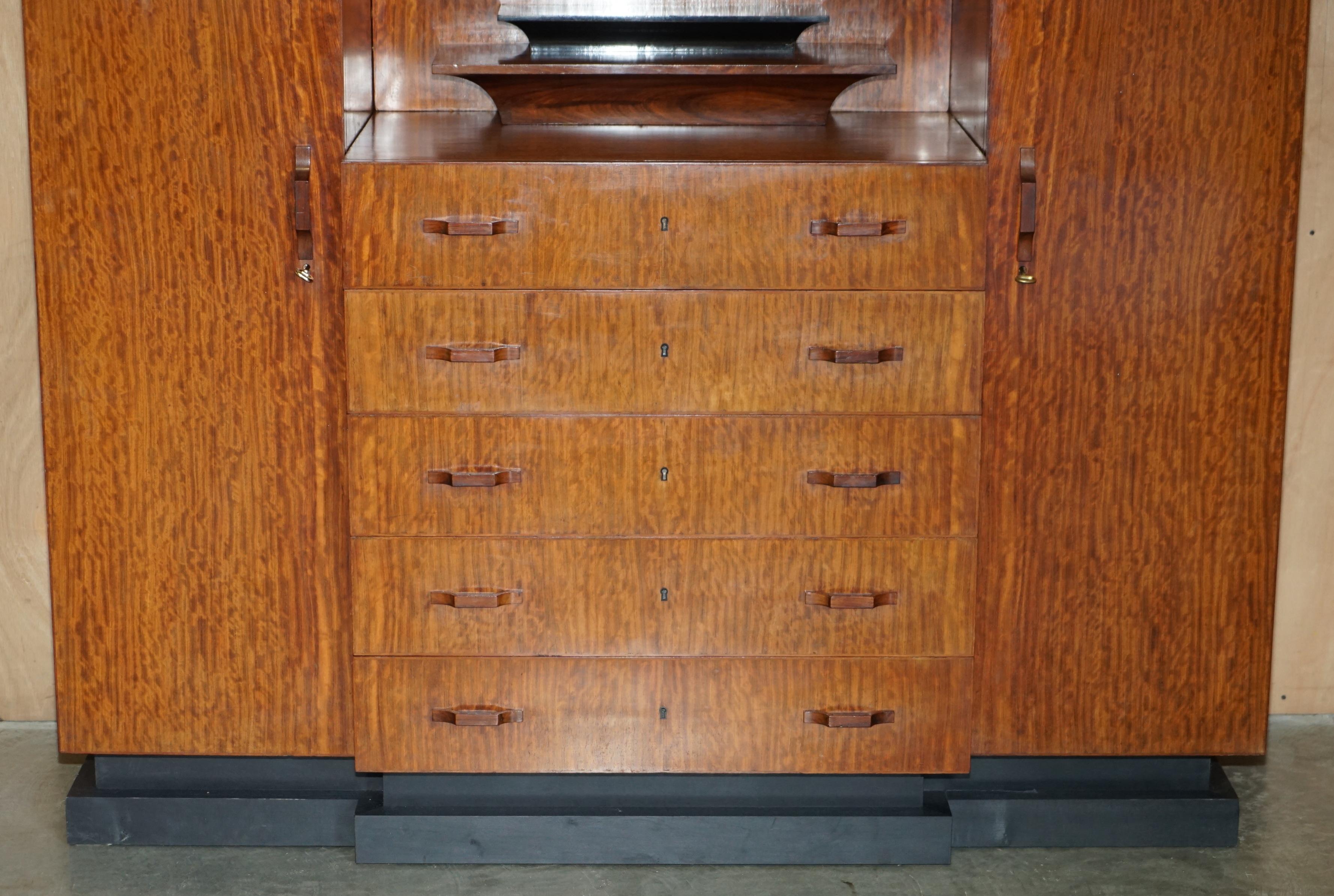 Art Deco ORiGINAL ANTIQUE ART DECO CIR 1920'S DOUBLE WARDROBE CHEST OF DRAWERS COMPENDIUM For Sale