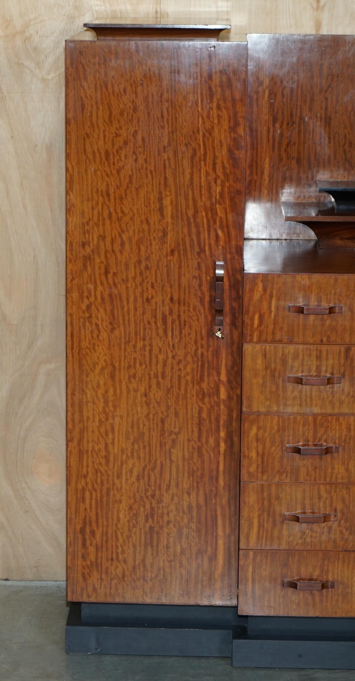 English ORiGINAL ANTIQUE ART DECO CIR 1920'S DOUBLE WARDROBE CHEST OF DRAWERS COMPENDIUM For Sale