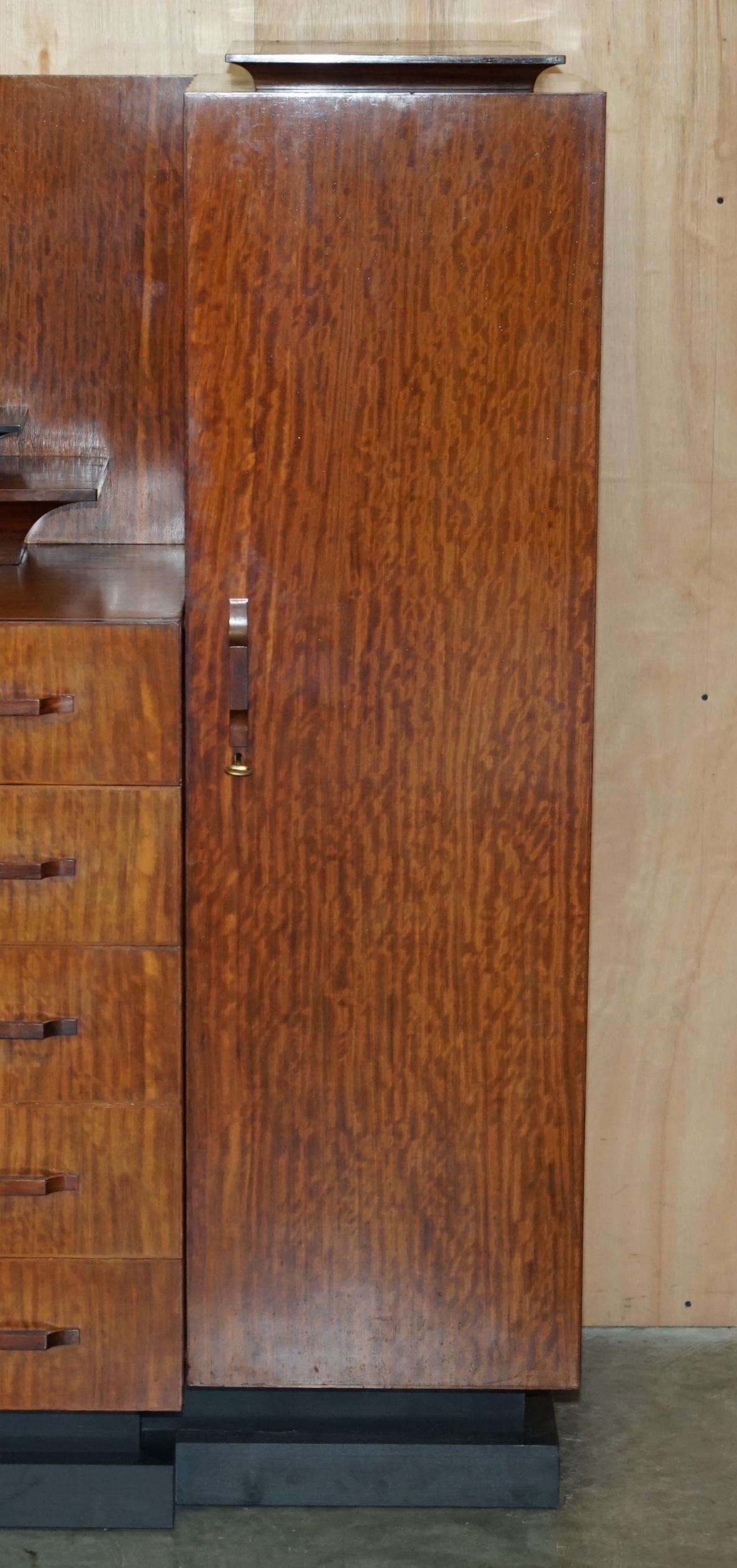 Hand-Crafted ORiGINAL ANTIQUE ART DECO CIR 1920'S DOUBLE WARDROBE CHEST OF DRAWERS COMPENDIUM For Sale