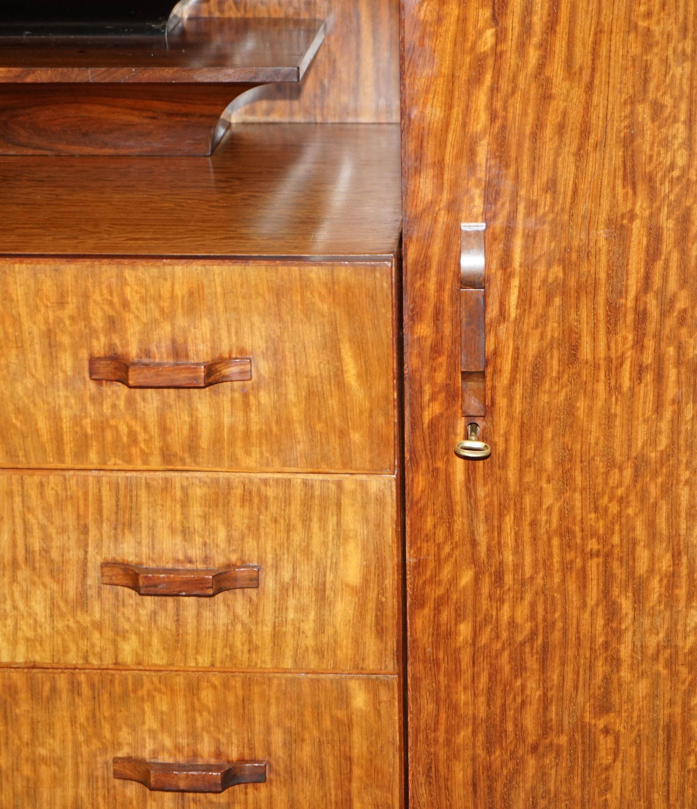 ORiGINAL ANTIQUE ART DECO CIR 1920'S DOUBLE WARDROBE CHEST OF DRAWERS COMPENDIUM In Good Condition For Sale In West Sussex, Pulborough
