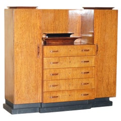 ORiGINAL ANTIQUE ART DECO CIR 1920'S DOUBLE WARDROBE CHEST OF DRAWERS COMPENDIUM
