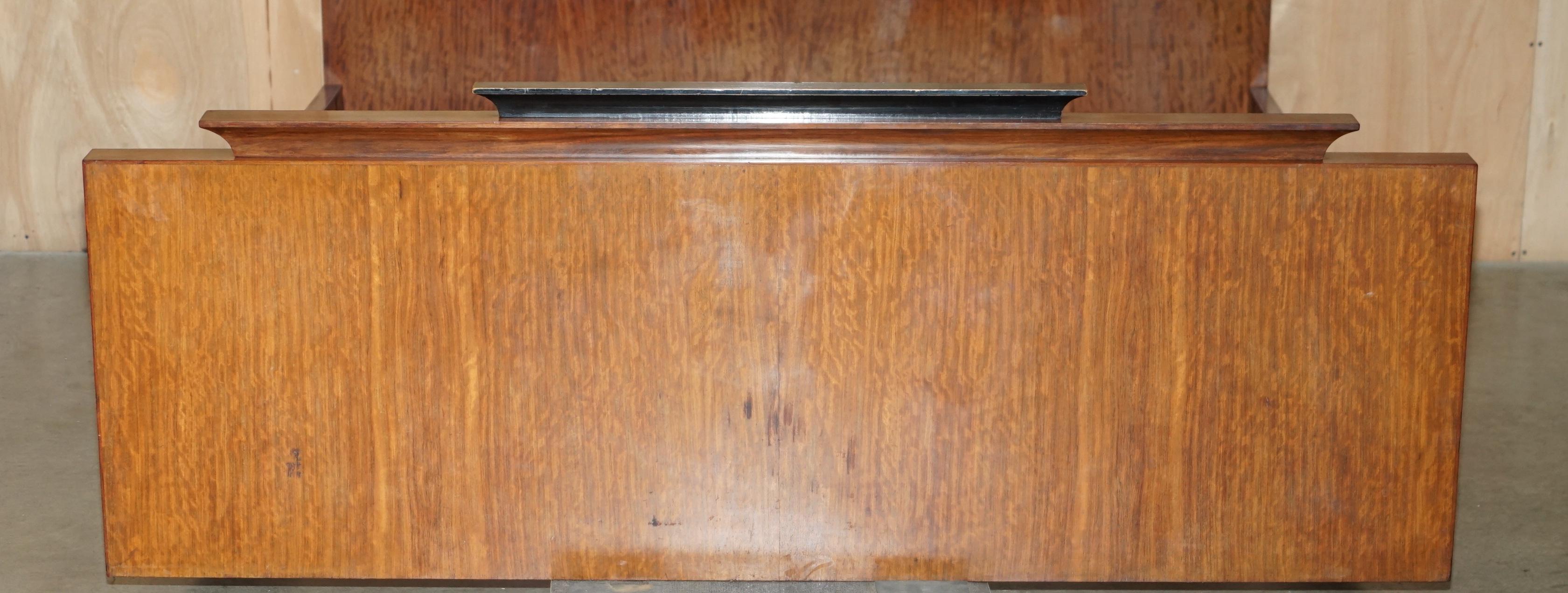 English ORIGINAL ANTIQUE ART DECO CIRCA 1920'S EXTRA LARGE BED FRAME WITH HiDDEN STORAGE For Sale