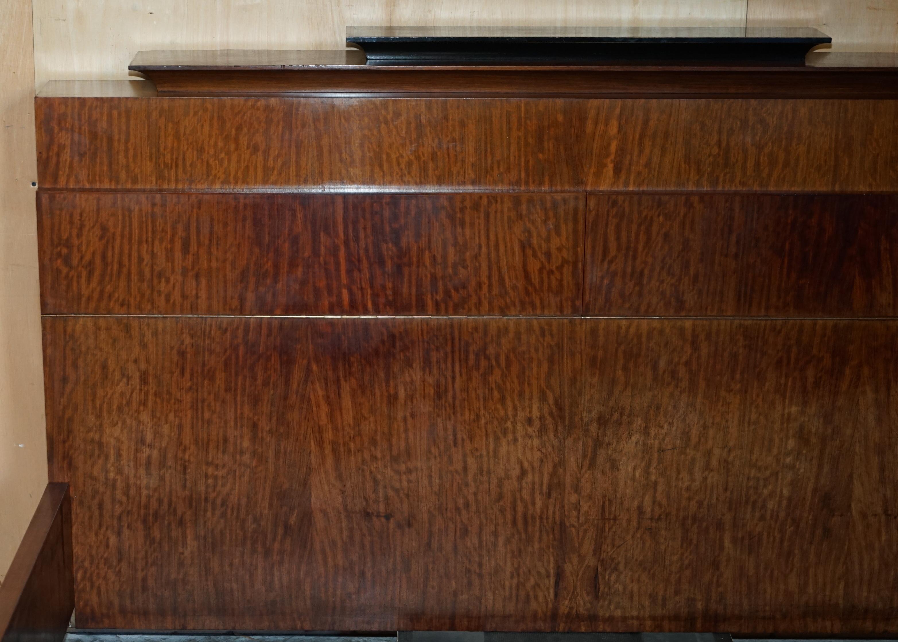 Hand-Crafted ORIGINAL ANTIQUE ART DECO CIRCA 1920'S EXTRA LARGE BED FRAME WITH HiDDEN STORAGE For Sale