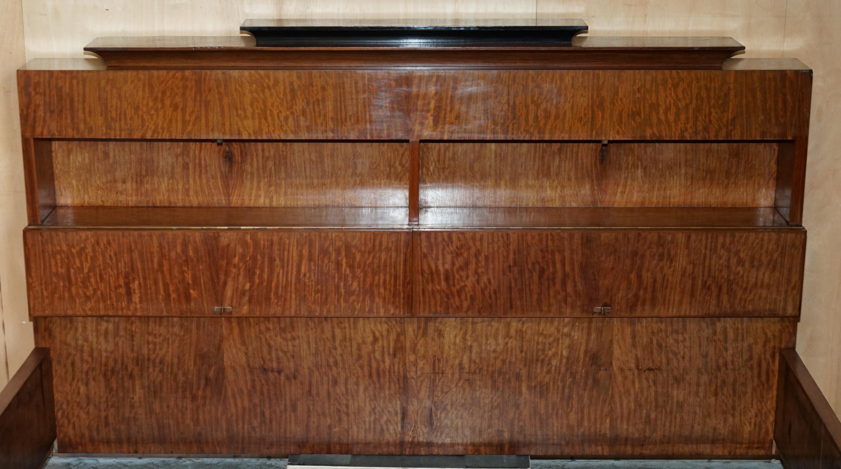 Early 20th Century ORIGINAL ANTIQUE ART DECO CIRCA 1920'S EXTRA LARGE BED FRAME WITH HiDDEN STORAGE For Sale
