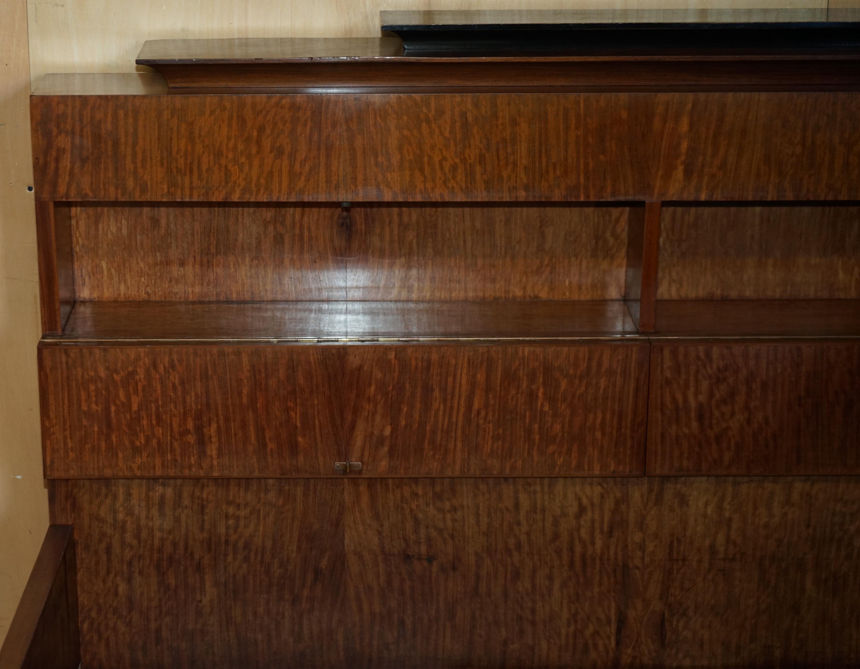 Hardwood ORIGINAL ANTIQUE ART DECO CIRCA 1920'S EXTRA LARGE BED FRAME WITH HiDDEN STORAGE For Sale