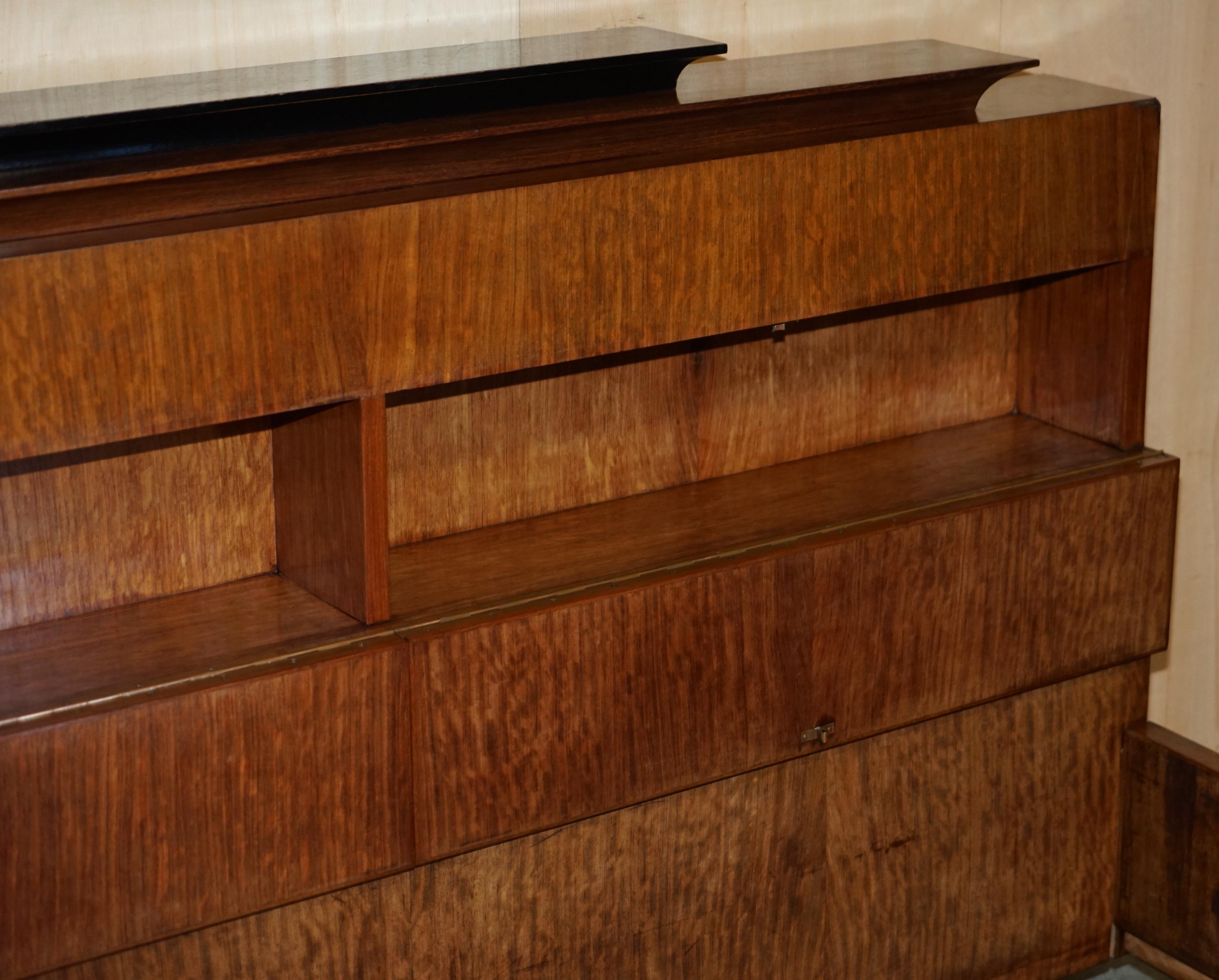 ORIGINAL ANTIQUE ART DECO CIRCA 1920'S EXTRA LARGE BED FRAME WITH HiDDEN STORAGE For Sale 1