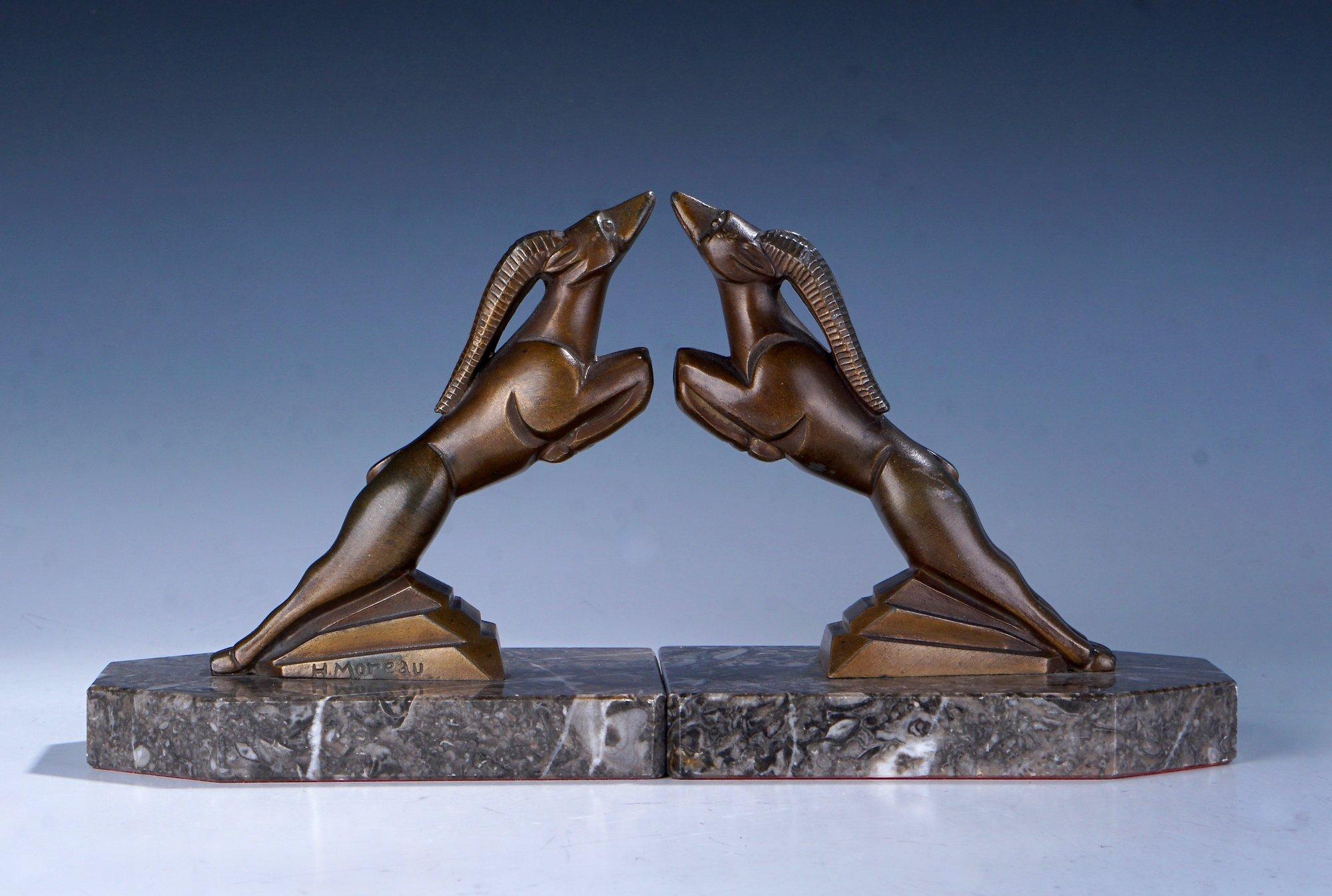 Exquisite pair of Antique Art Deco bookends model: ''Gazelle