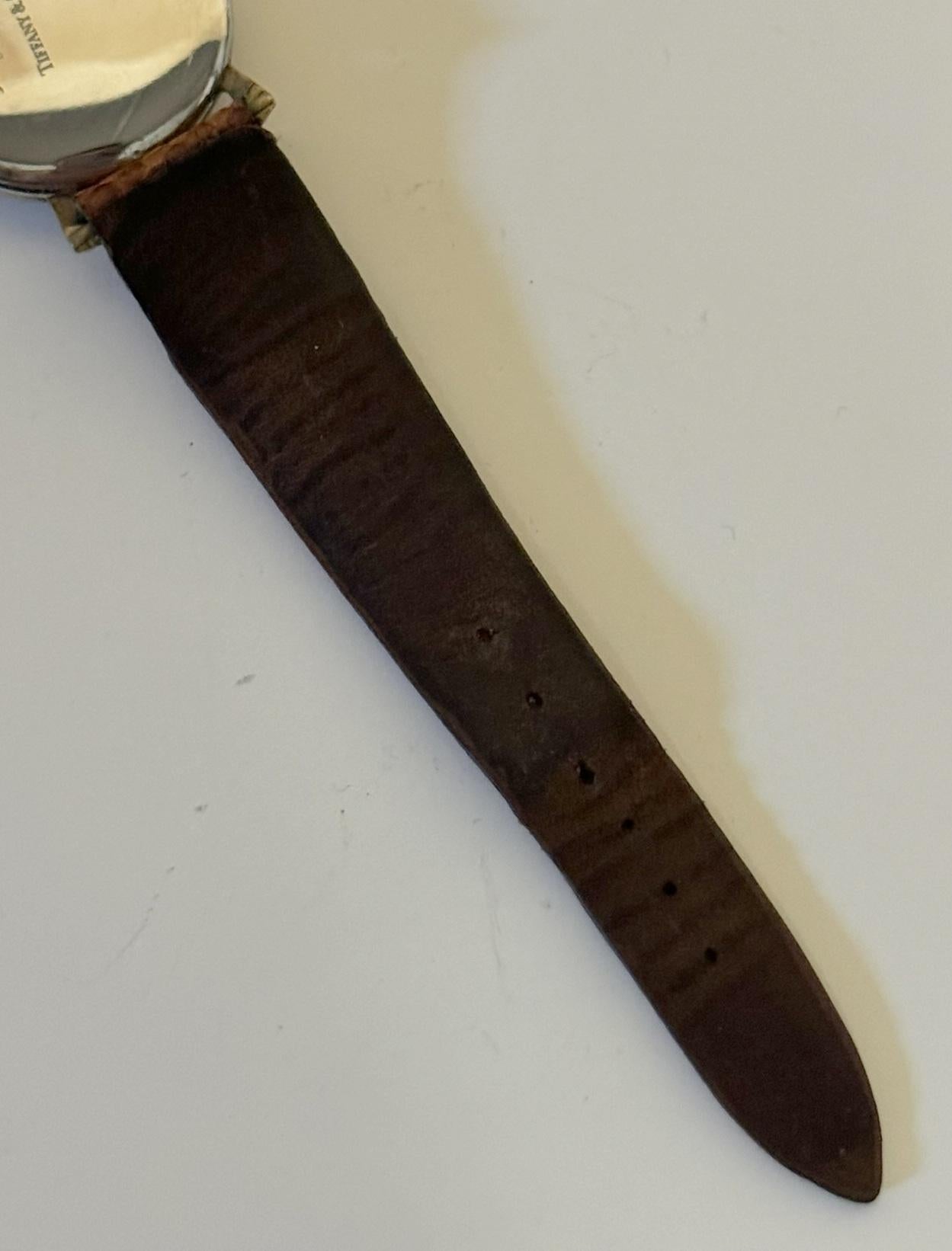 ORIGINAL ANTIQUE ART DECO TIFFANY & CO GOLD & STEEL WRIST WATCH WiTH CROC STRAP im Angebot 7
