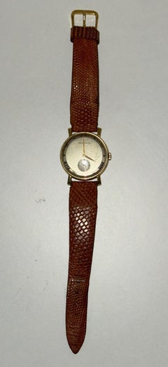 ORIGINAL ANTIQUE ART DECO TIFFANY & CO GOLD & STEEL WRIST WATCH WiTH CROC STRAP
