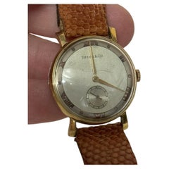 ORIGINAL ANTIQUE ART DECO TIFFANY & CO GOLD & STEEL WRIST WATCH WiTH CROC STRAP