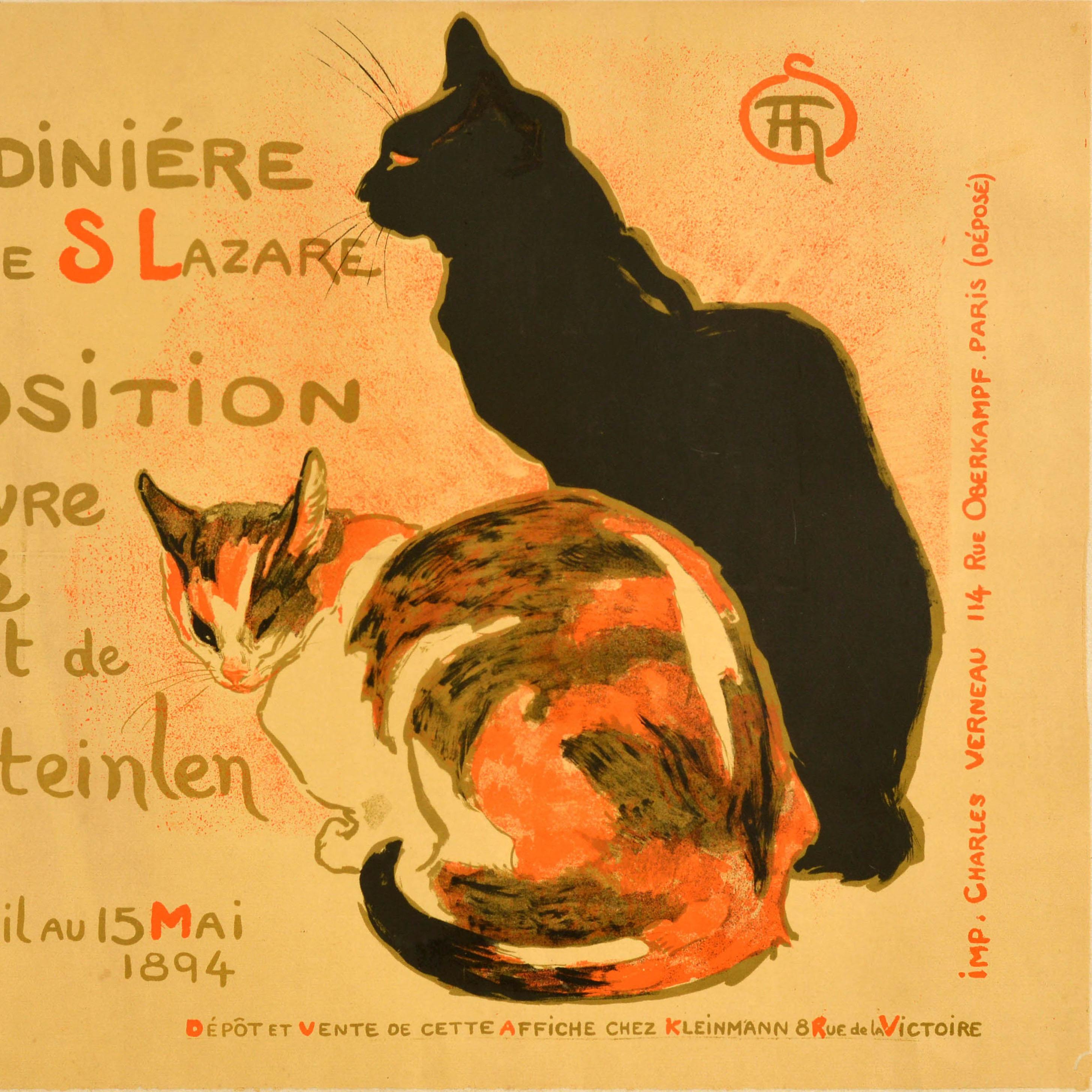 Poster d'epoca originale per una mostra Bodiniere Theophile Alexandre Steinlen In condizioni buone in vendita a London, GB