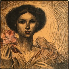 Poster originale in stile Art Nouveau per una mostra d'arte francese a Krefeld