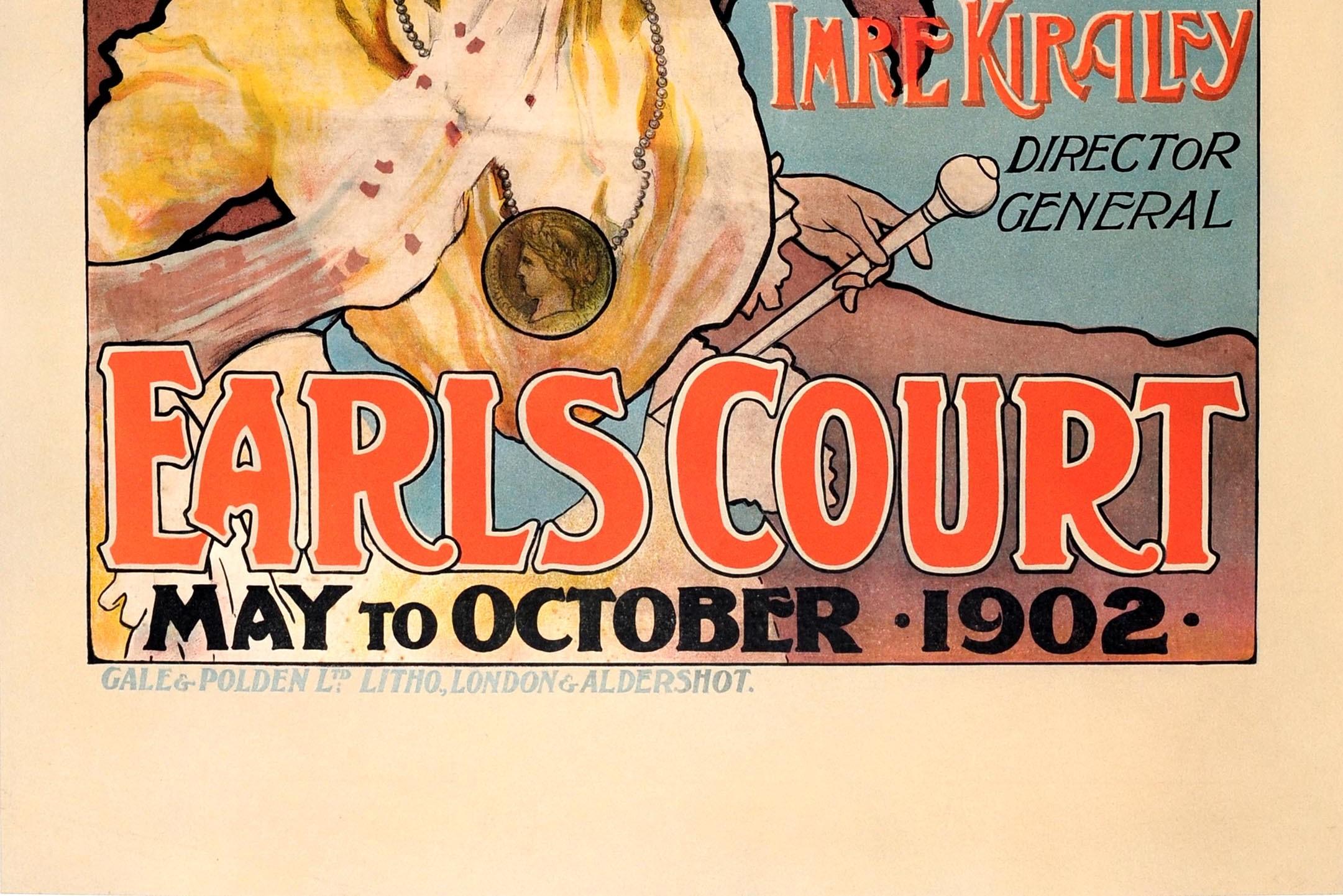 British Original Antique Art Nouveau Poster GSWRailway Paris In London 1902 Imre Kiralfy For Sale