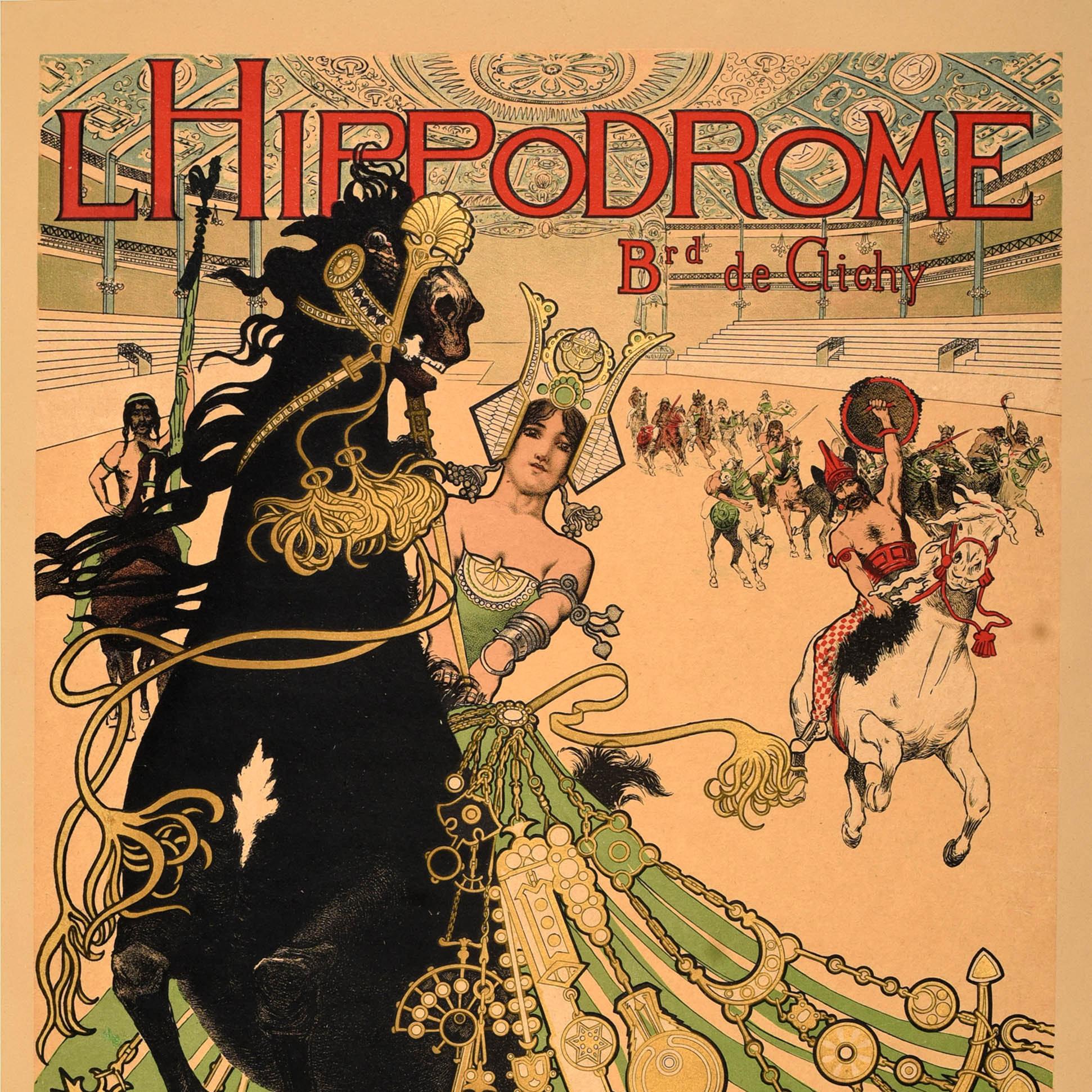 French Original Antique Art Nouveau Poster Hippodrome Boulevard De Clichy Paris Orazi For Sale