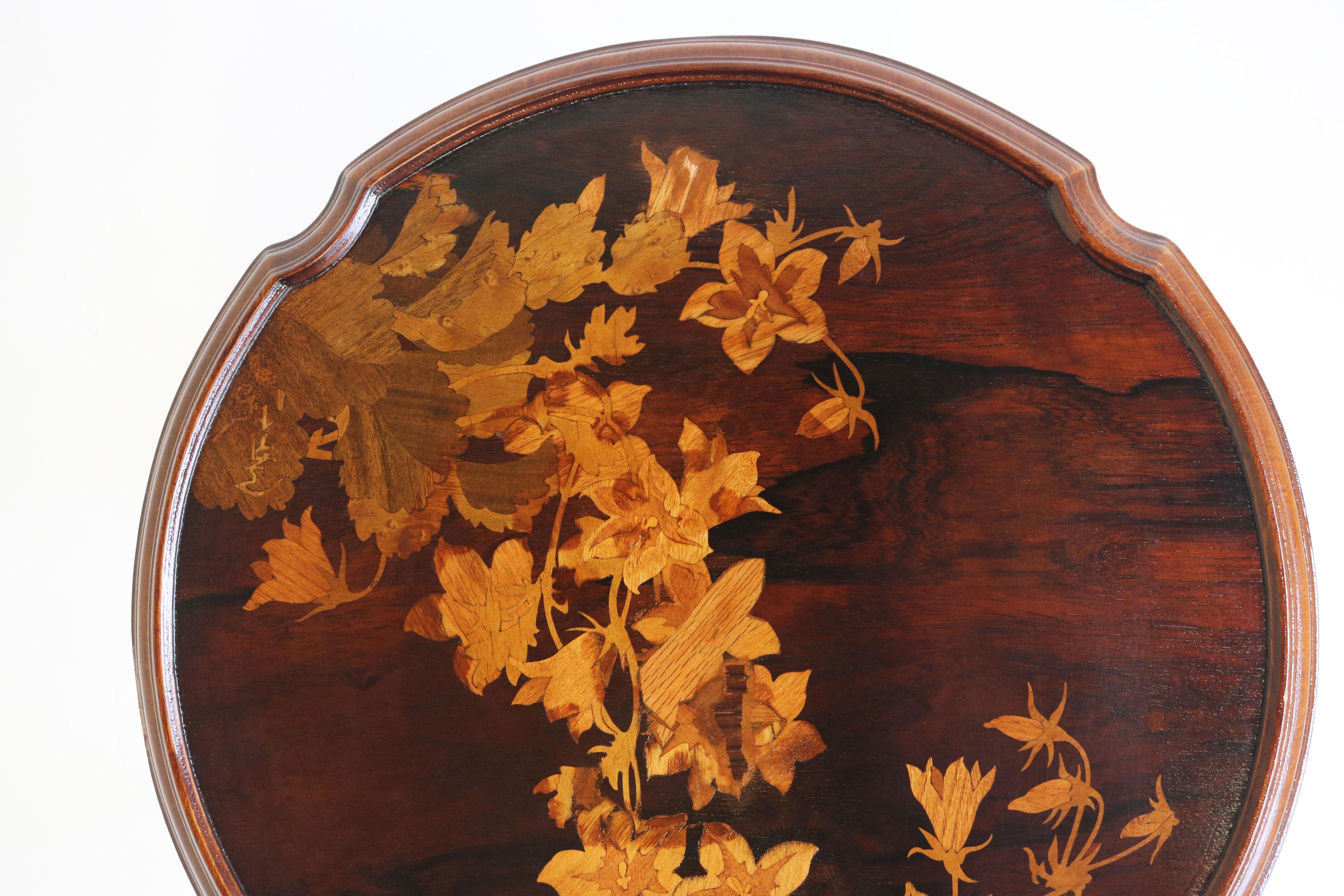 Original Antique Art Nouveau side table Emile Gallé 1910 Marquetry Jugendstil In Good Condition In Ijzendijke, NL