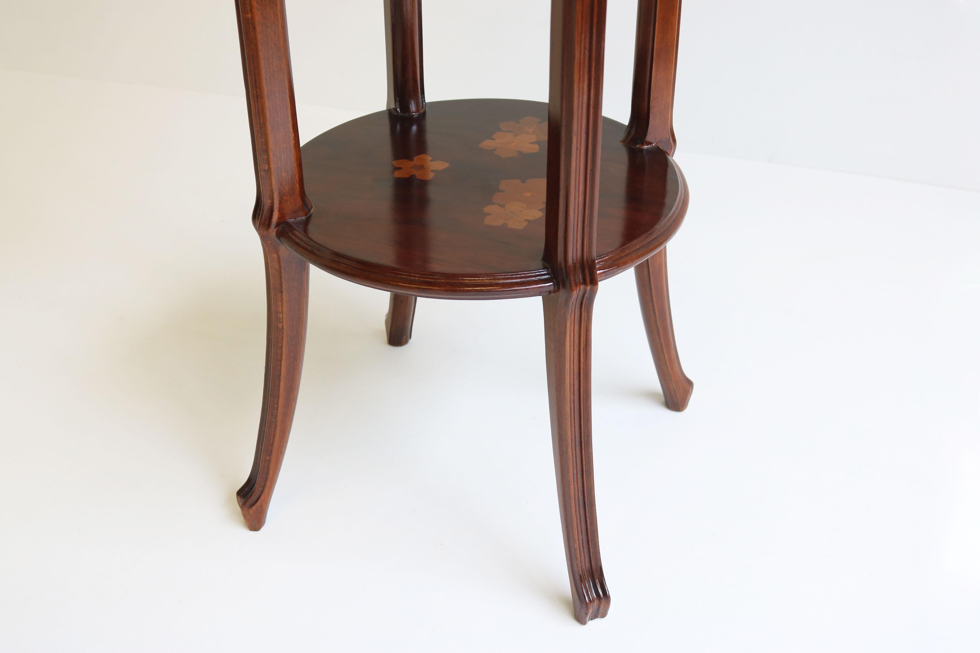 Walnut Original Antique Art Nouveau side table Emile Gallé 1910 Marquetry Jugendstil