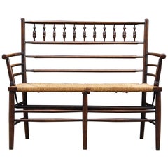 Original Antique Arts & Crafts Sussex Bench by William Morris & Co, circa 1875