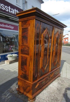 Original Antique Baroque Armoire or Hall Cabinet Dark Walnut