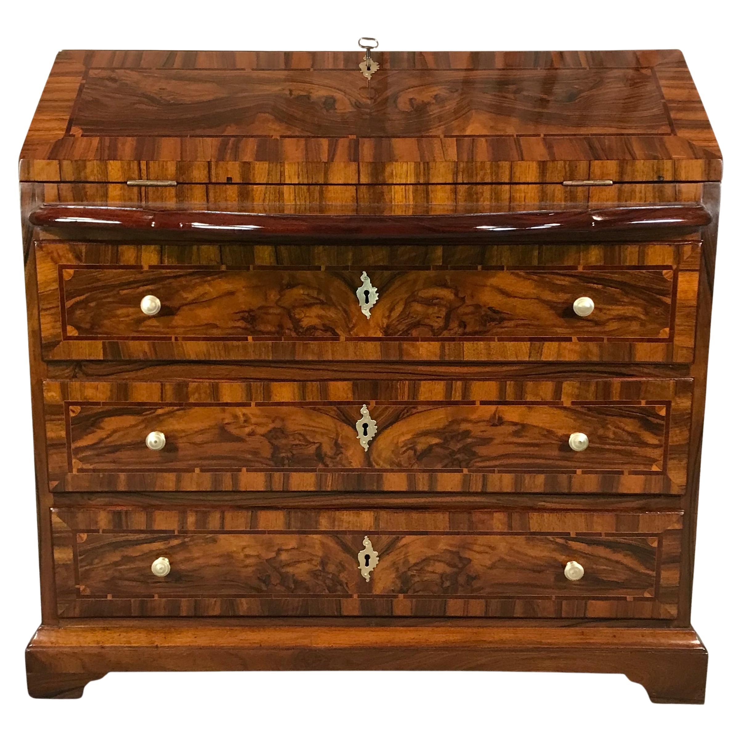 Original Antique Baroque Secretary Desk, Germany 18th century, Walnut