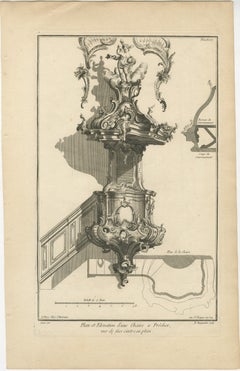 Original Antique Baroque Sermon Pulpit with Full Arch Elevation, circa 1740