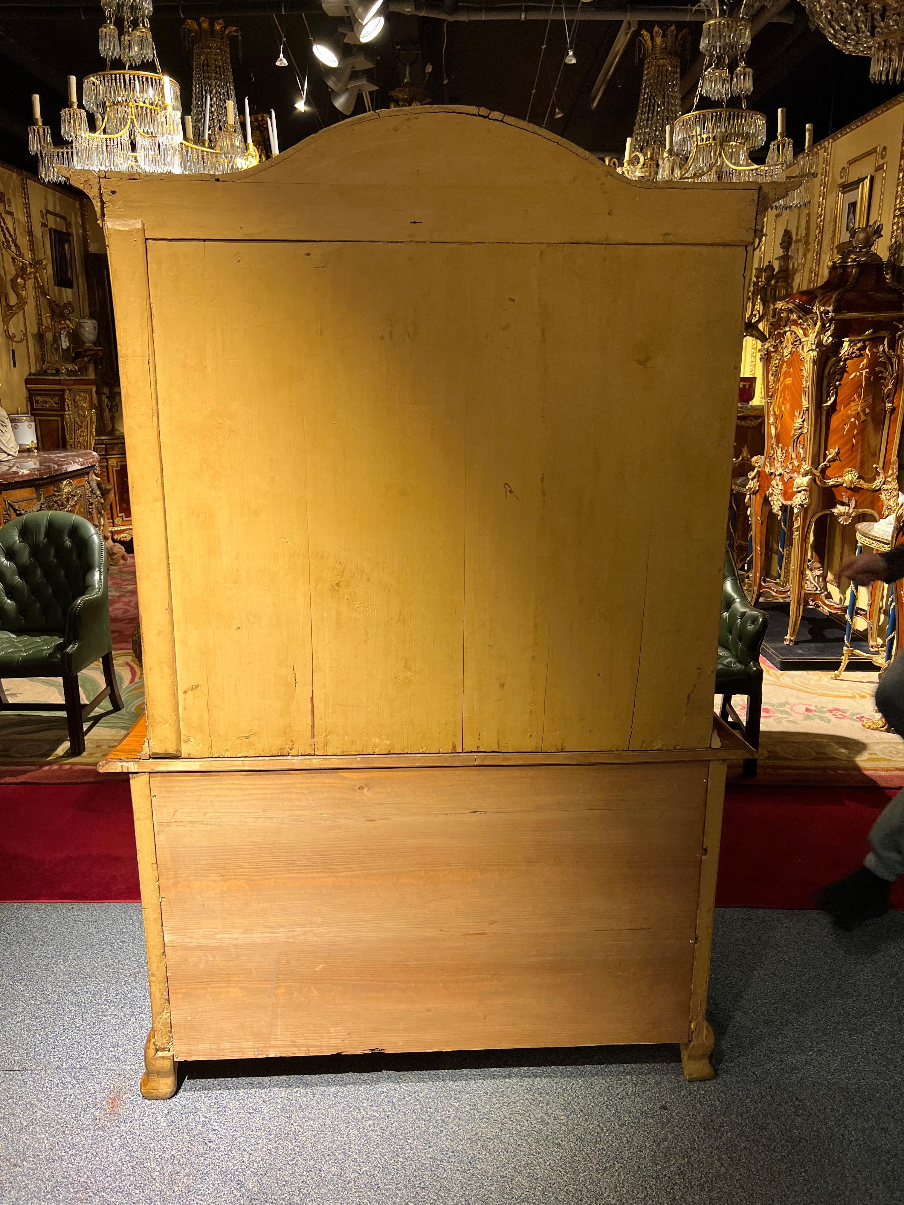 Original Antique Baroque Top Cabinet Around 1780 Walnut Veneer For Sale 13