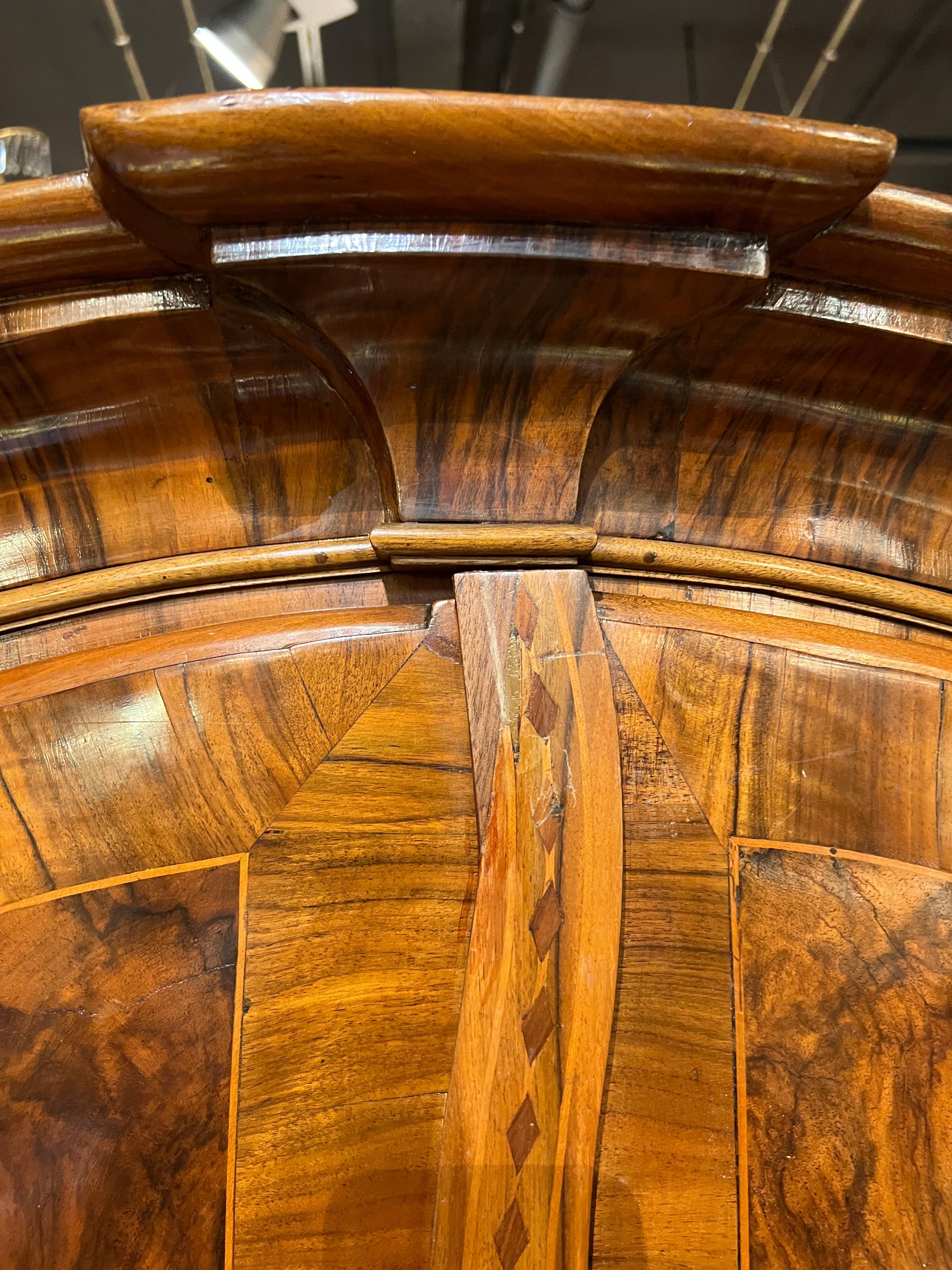 Original Antique Baroque Top Cabinet Around 1780 Walnut Veneer For Sale 1