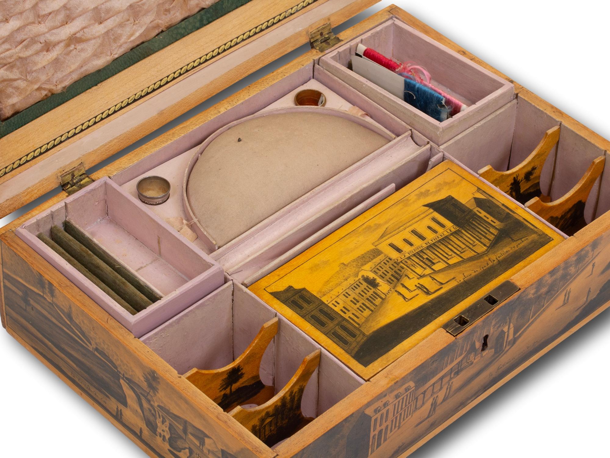 Costurero original antiguo belga con compartimento secreto en venta 8