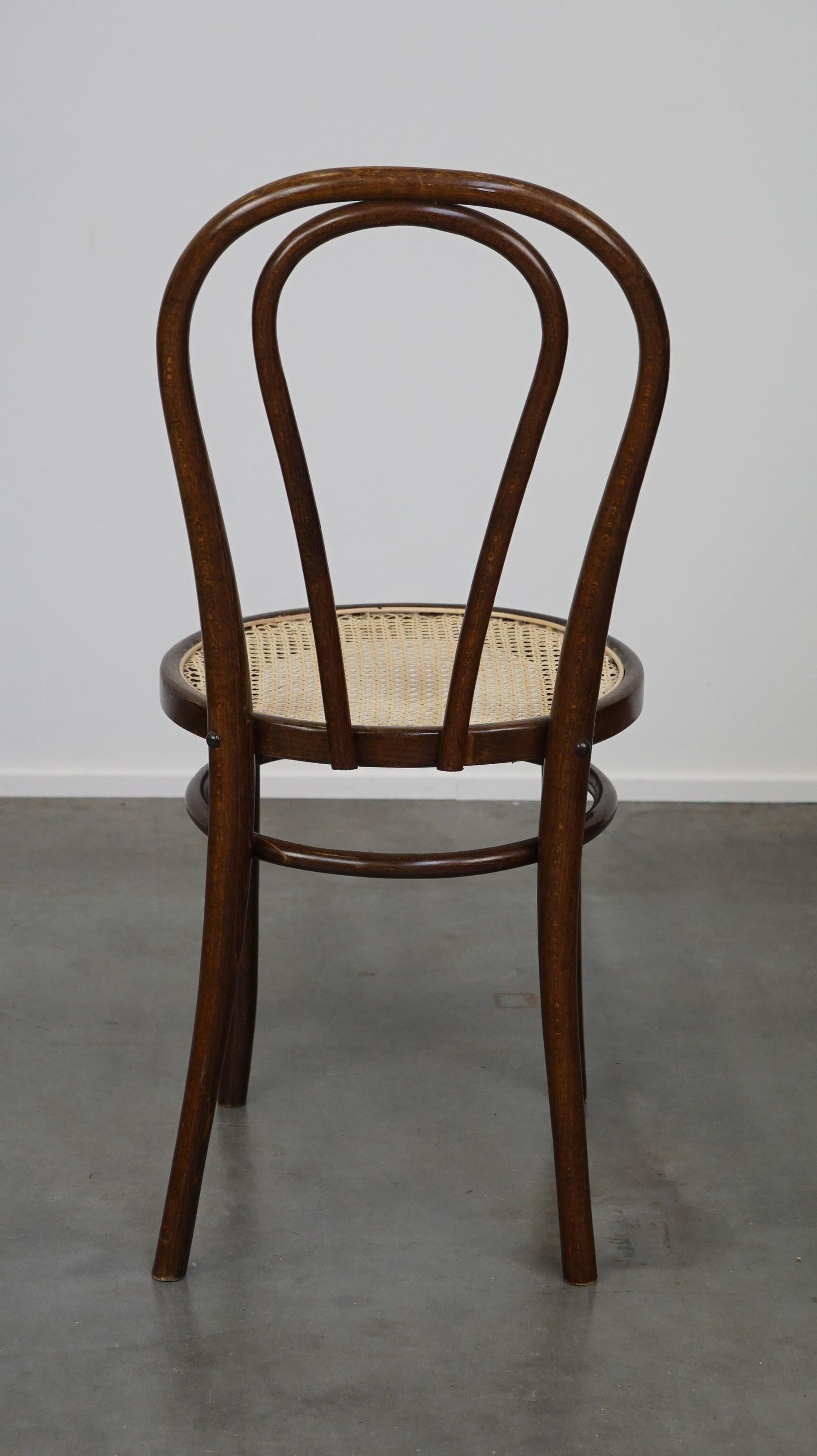 20th Century Original antique bentwood Thonet chair model no. 18 with a new woven seat For Sale
