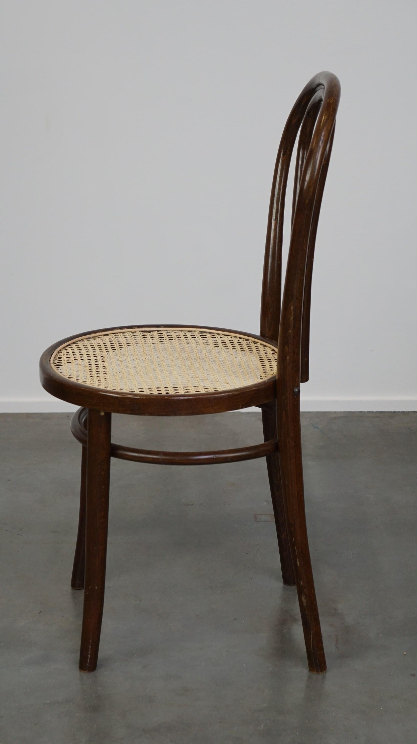 Wicker Original antique bentwood Thonet chair model no. 18 with a new woven seat For Sale