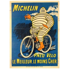 Poster bibendum original et ancien de Bibendum - Pneu Velo Michelin pour bicyclette