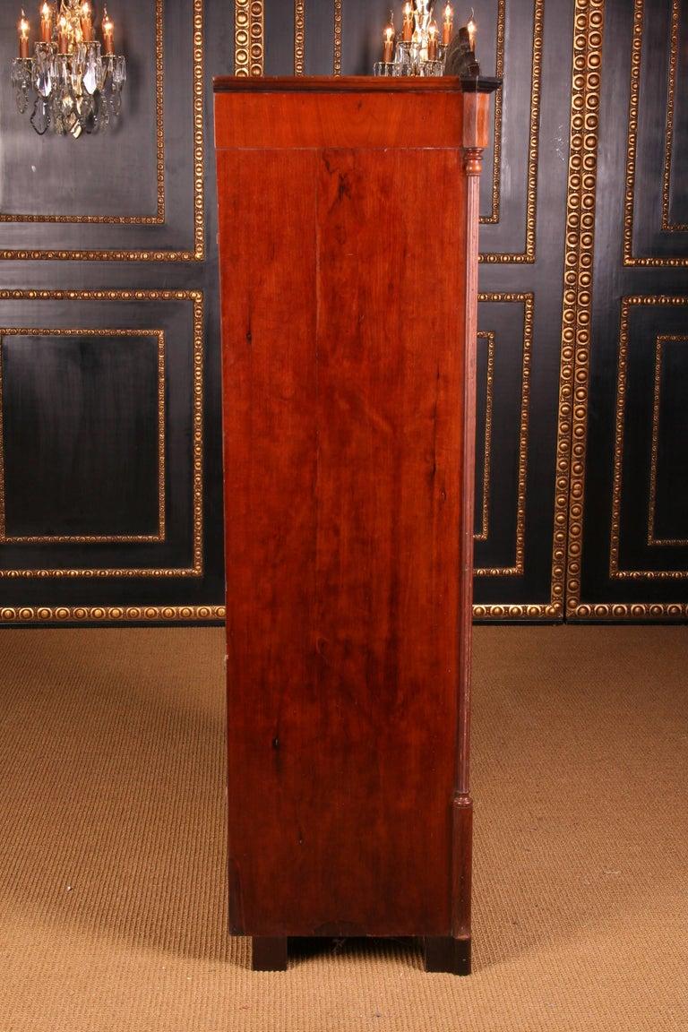 Wood Original Antique Biedermeier Secretaire Desk Mahogany Veneer, circa 1845-1850 For Sale