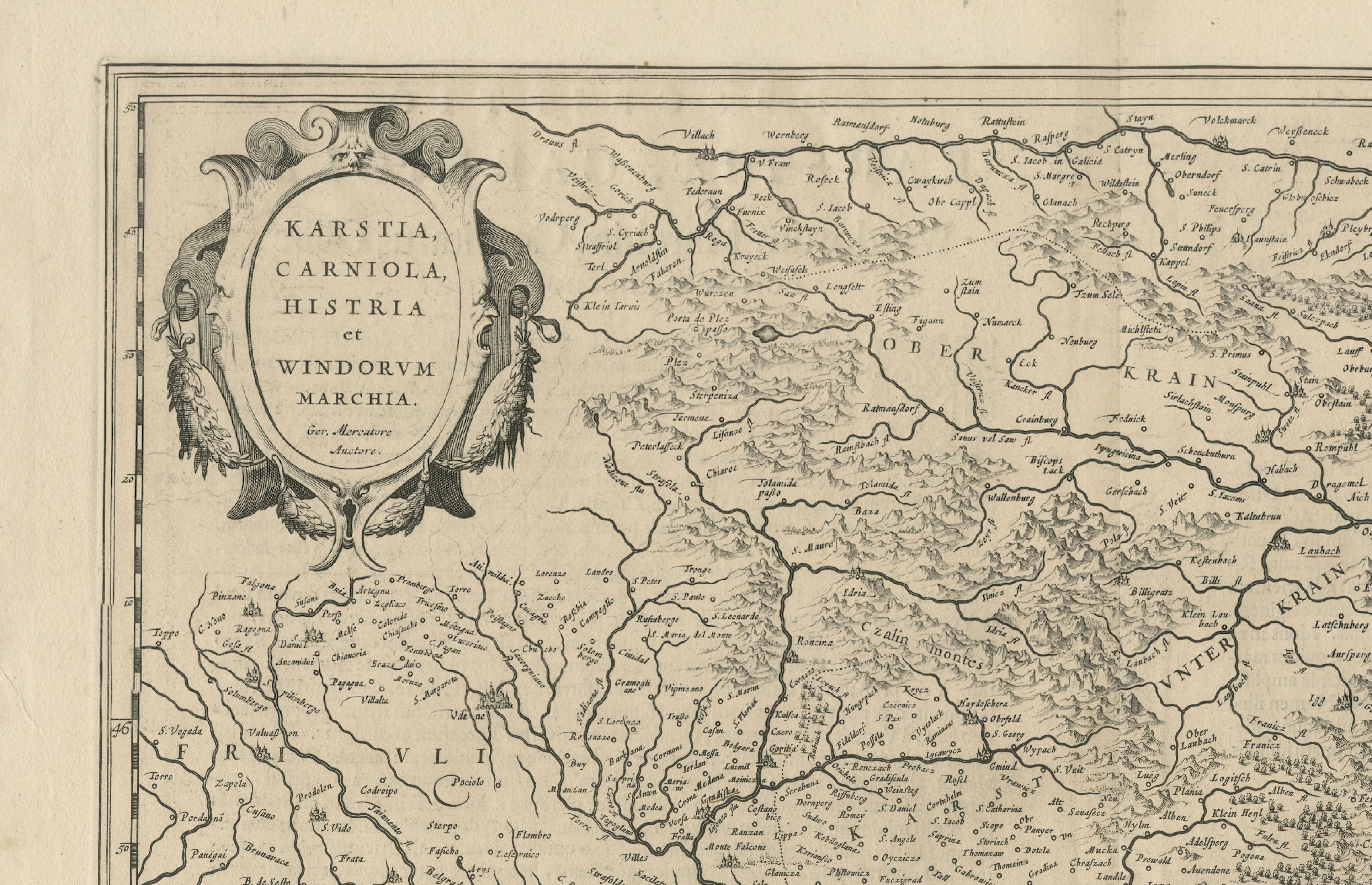 Engraved Original Antique Blaeu Map of Karst, Carniola, Istria, and Trieste, circa 1640 For Sale