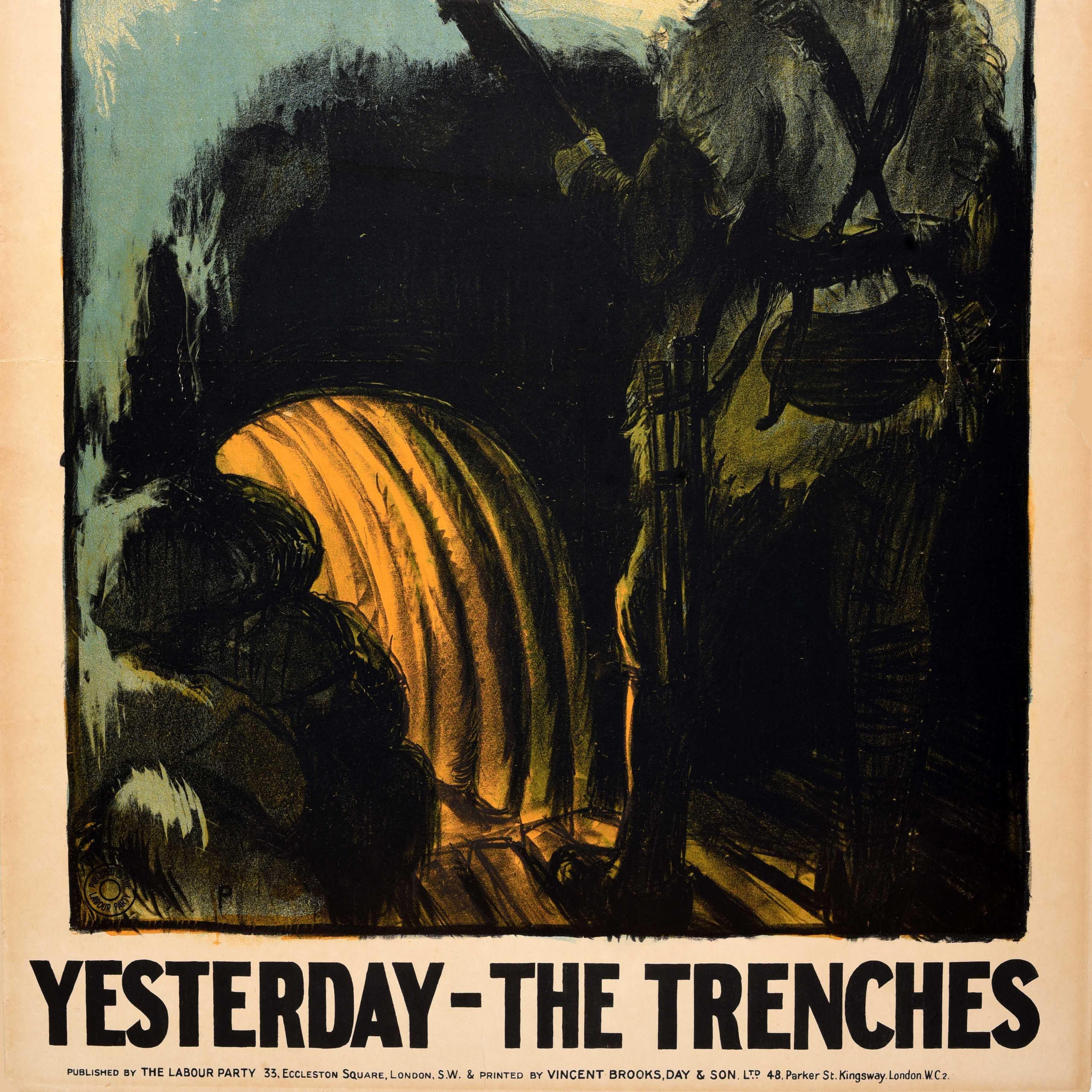 Poster di propaganda politica originale Antique British Ieri Le Trincee In condizioni buone in vendita a London, GB