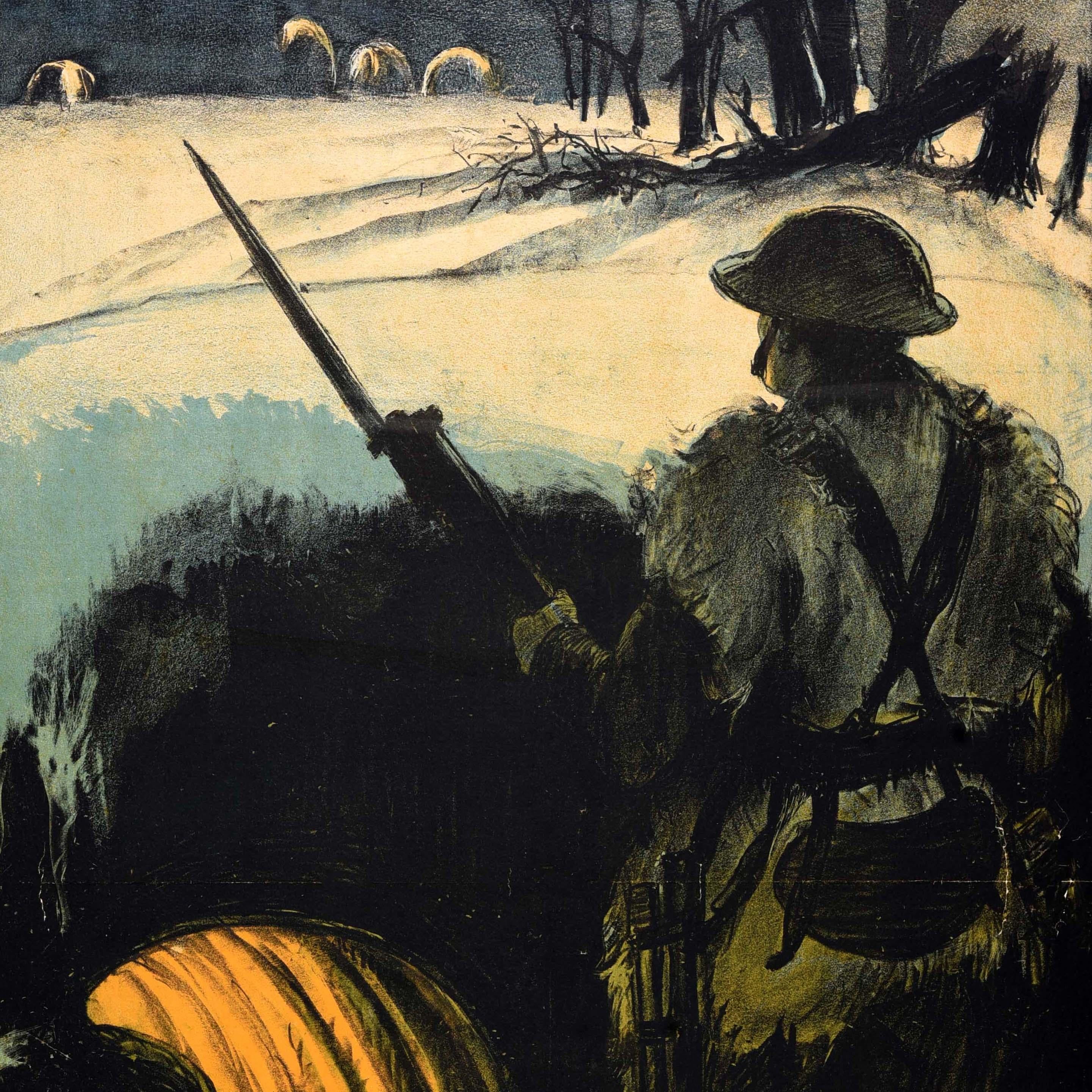Inizio XX secolo Poster di propaganda politica originale Antique British Ieri Le Trincee in vendita