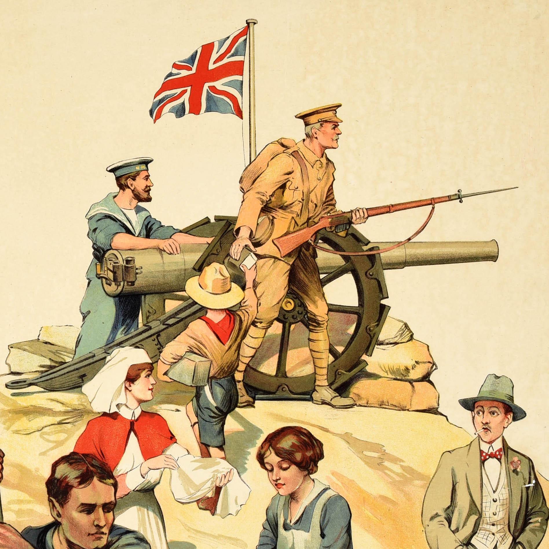 Original antique British World War One recruitment propaganda poster - Are YOU in this? Designed by the British Army officer and founder of the Boy Scouts and Girl Guides Lt. Gen. Sir R. S. S. Baden Powell (Robert Stephenson Smyth Baden-Powell;