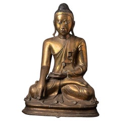 Bouddha Mandalay d'origine en bronze ancien de Birmanie