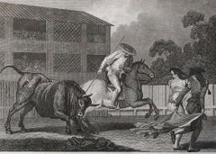 Original Antique Bullfighting Print, Dated 1805