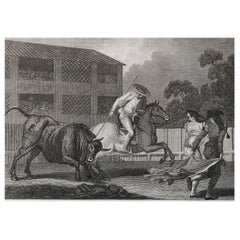 Originaler antiker Stierkampfdruck, datiert 1805