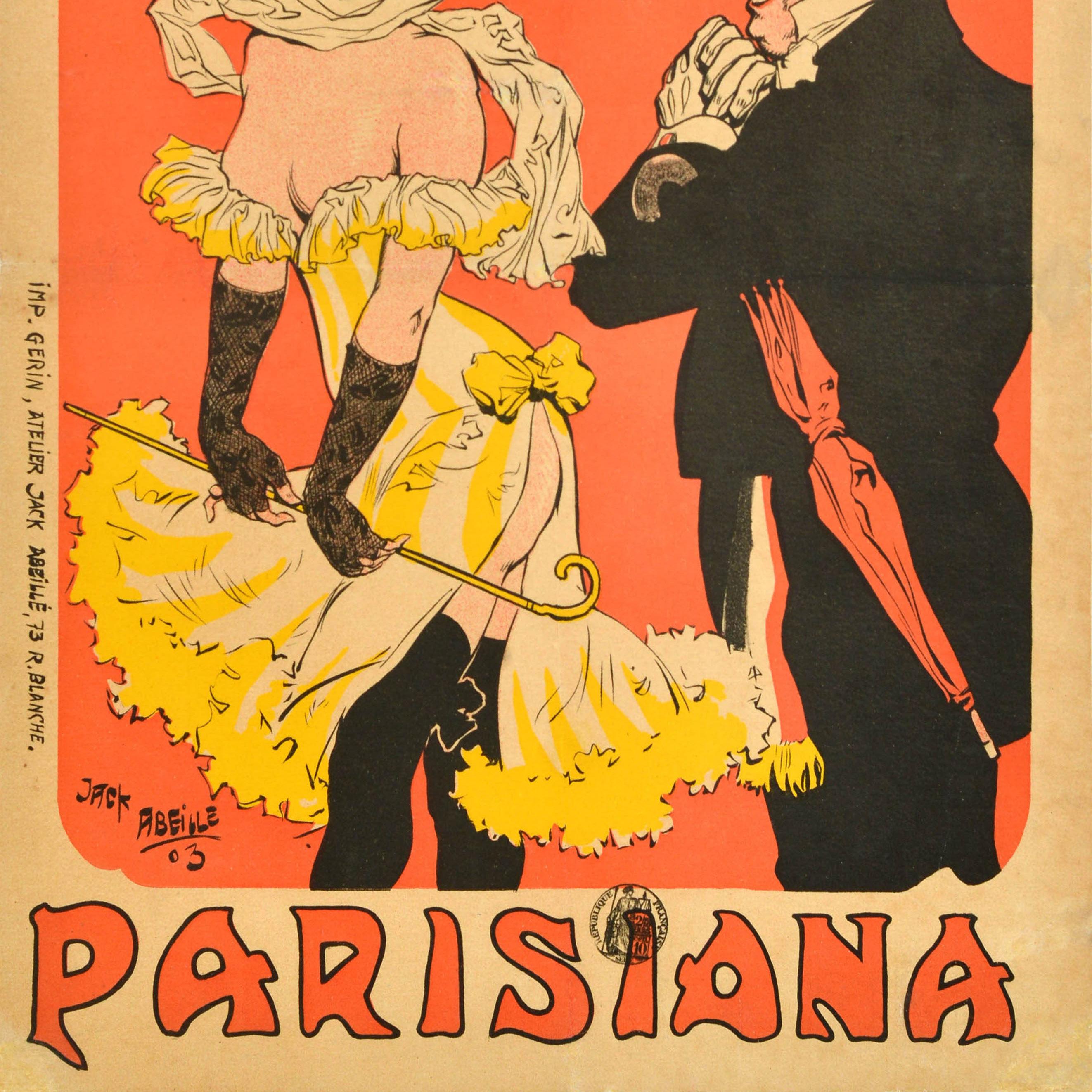 Cartel Antiguo Original Teatro Cabaret T'en Auras Parisiana Revue Jack Abeille Francés en venta