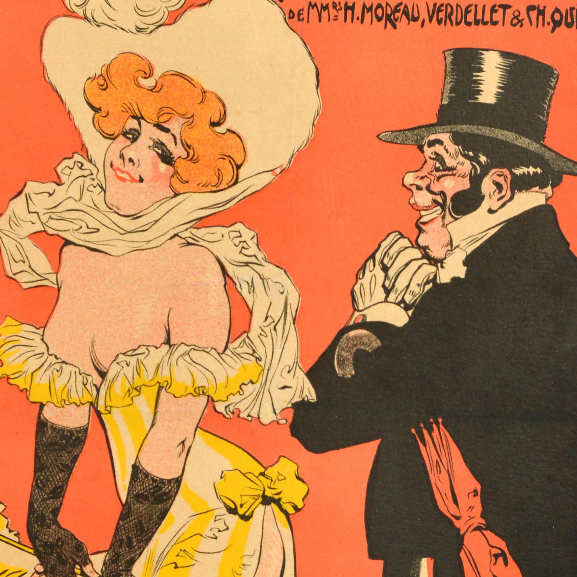 Cartel Antiguo Original Teatro Cabaret T'en Auras Parisiana Revue Jack Abeille en Bueno estado para la venta en London, GB