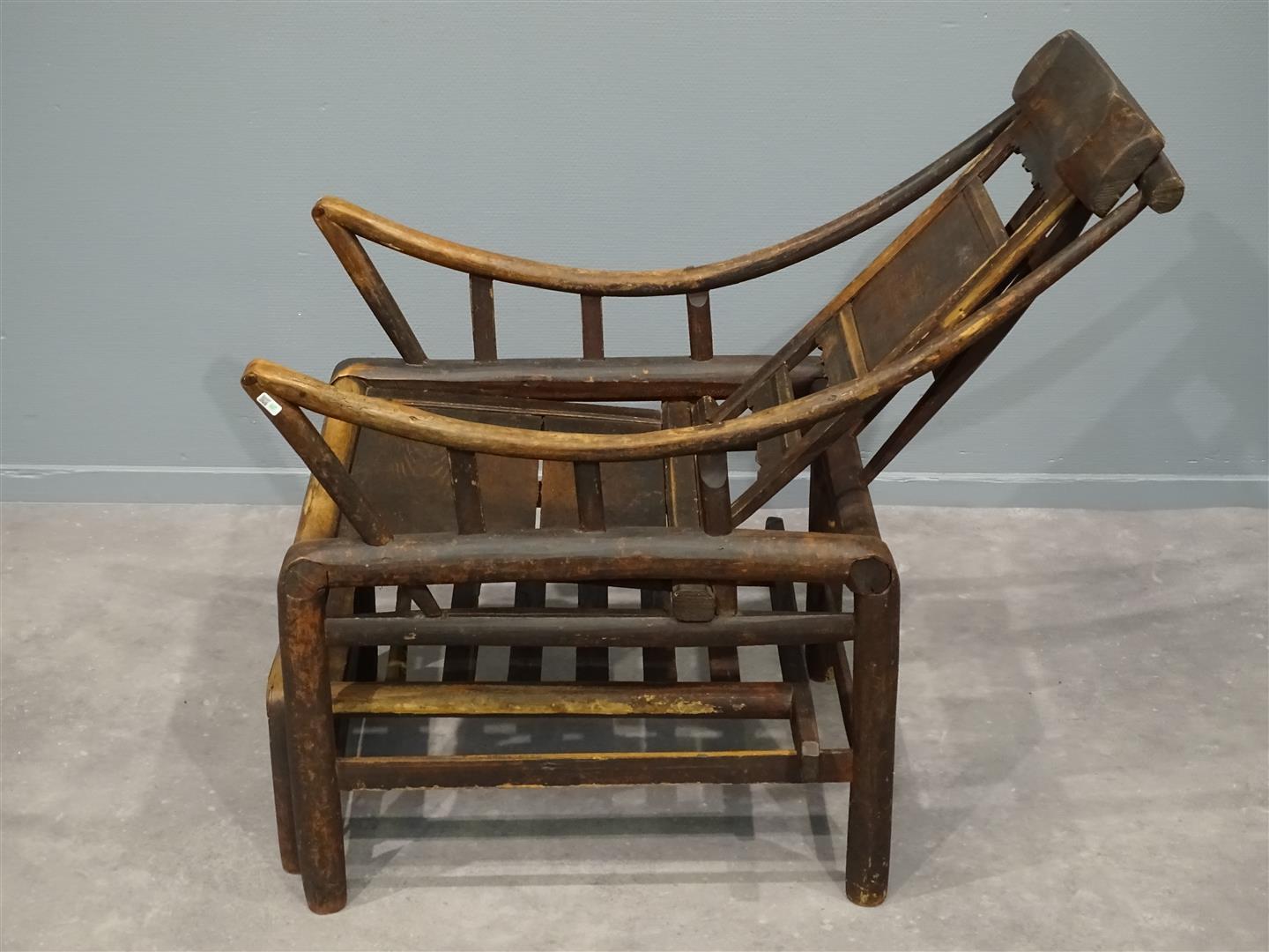 Bamboo Original antique Chinese 19th century handcrafted bamboo lounge chair, ca 1860 For Sale